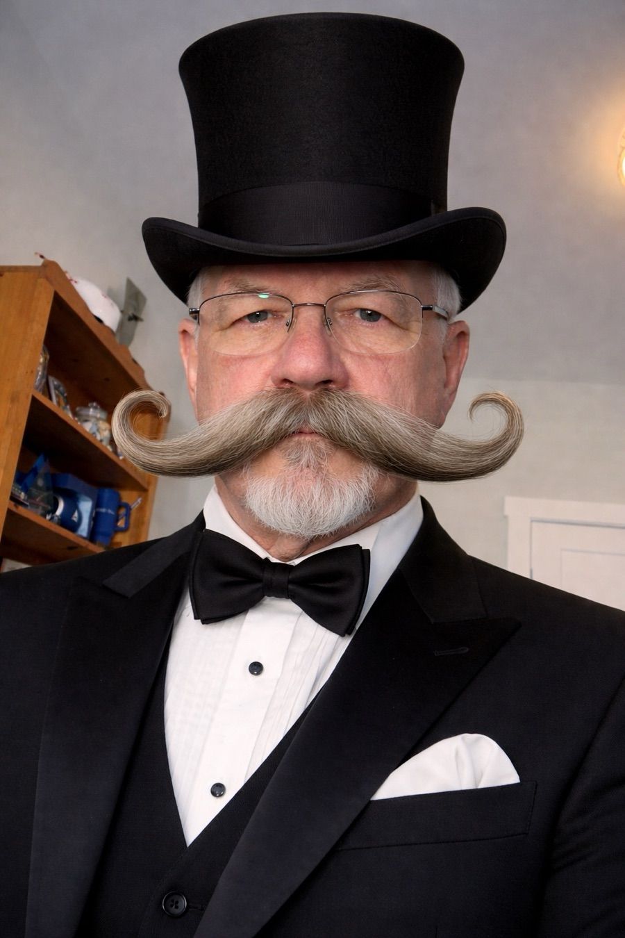 Steve in top hat and tuxedo — the distinguished woodworker